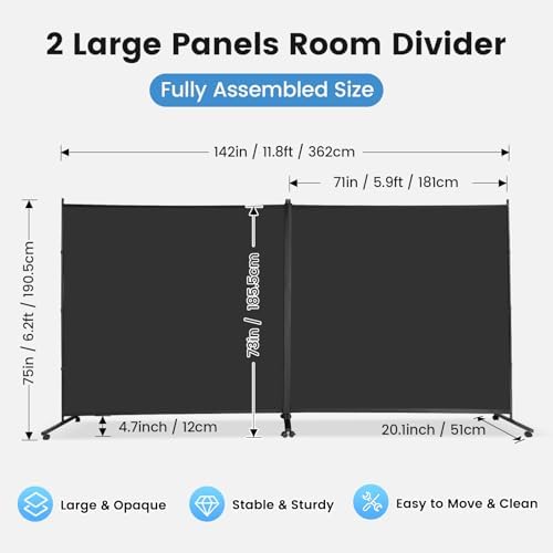 MAYOLIAH-Rolling Privacy Screen-Portable Wall Divider