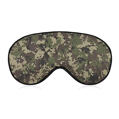 Eye Mask for Sleeping Compatible with Green Camo Army Wood Land Solider Camouflage Sleep Masks for Women Men, Light Blocking Sleeping Mask, Sleep Eye Mask with Adjustable Elastic Strap for Flight Nap