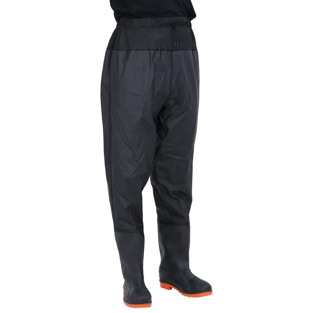 Homgoday Traje Vadeador de Cintura con Botas, Impermeable, Negro, Poliéster PVC, Talla 43