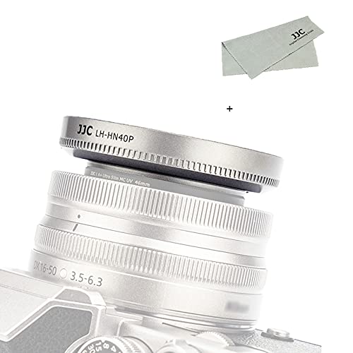 JJC HN-40 レンズフード ねじ込む式 Nikon Nikkor Z DX 16-50mm F3.5-6.3 VR レンズ 用 Nikon Z fc Z50 Z50II に対応 Nikon HN-40 互換 Ф46mm保護フィルター と レンズキャップ インストール可能 シルバーの商品画像（Amazon）