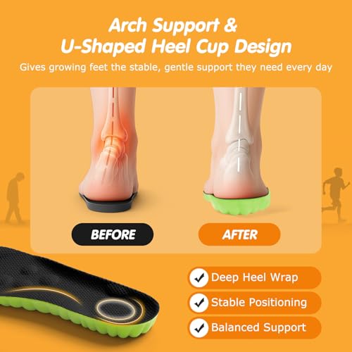 Image of 4D Cloud-Soft Comfort Insoles for Kids and Youth - Trim-to-Fit Insoles with Arch Support and Shock Absorption - Breathable Memory Foam Kids Shoe Inserts Designed for Growing Feet (US Youth 3Y - 4Y)