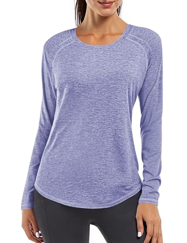 Gyabnw Camiseta Deportivo Mujer Camiseta de Manga Larga Holgada de Secado Rápido Camisetas de Cuello en V Yoga Fitness Running Top Ropa Deportiva Entrenamiento Atlético