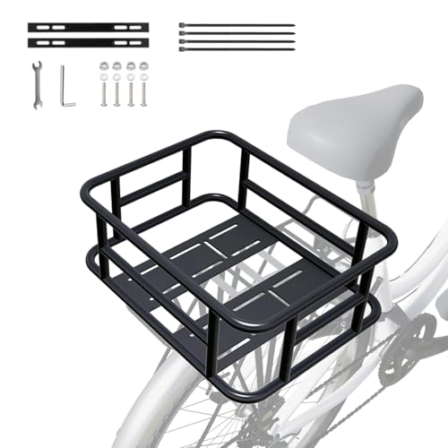 HopesEager fahrradkorb hinten,Pro Großer Fahrradkorb aus Metall hinten, robuster fahrradkorb gepäckträger hinten für die meisten Fahrräder und E-Bikes für Fahrradtour,Einkaufen, Hund