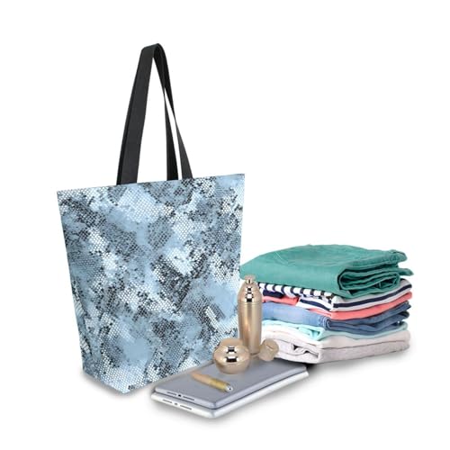 Extra Large Shoulder Tote Bag for Travel Beach Weekender Gym Blue Snake Skin Pattern Reusable Grocery Canvas Shopping Bag3