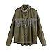 Giacca in denim oversize da donna con nappe e perline Verde M