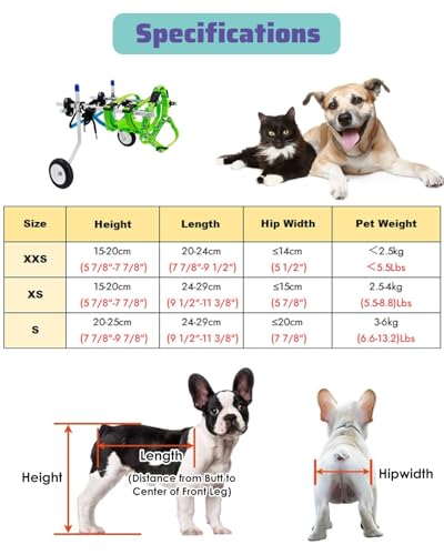 Chariot de rééducation réglable pour petits chiens et chats - 6