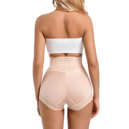 3 Pack Butt Lifting Shapewear Shorts Set for Women with Hip Pads, High Waisted Body Shaper Panties Black,Brown, Tan3