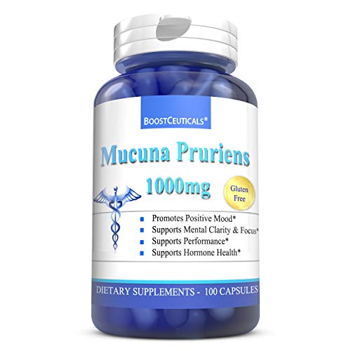 Mucuna Pruriens Extract 500mg Capsules – Pure Natural Plus No Additives 1000mg Daily Serving - Non-GMO Gluten Free Velvet Bean Supplement (100) by BoostCeuticals