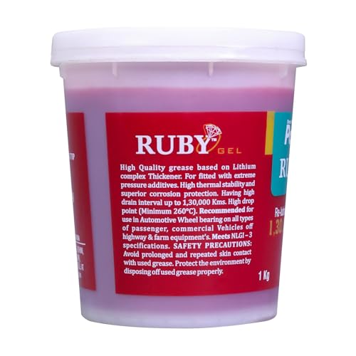 Image of PALCO RUBY Gel Red Grease 1 KG (Pack of 1) NLGI-3 Extreme Pressure Industrial High Temperature Lithium Complex Water Resistant Grease for Car & Machinery for Long Lasting Performance Up to 130000 Kms