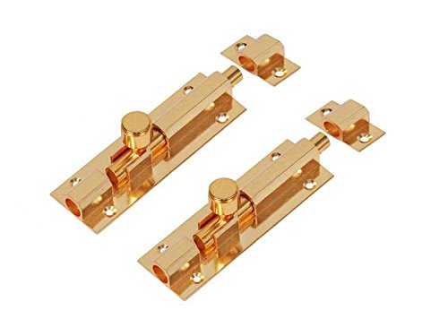 Smart Shophar Brass Hex Tower Bolt 8 Inches Gold/Secure Fastening/Rust-Resistant/Pack of 2