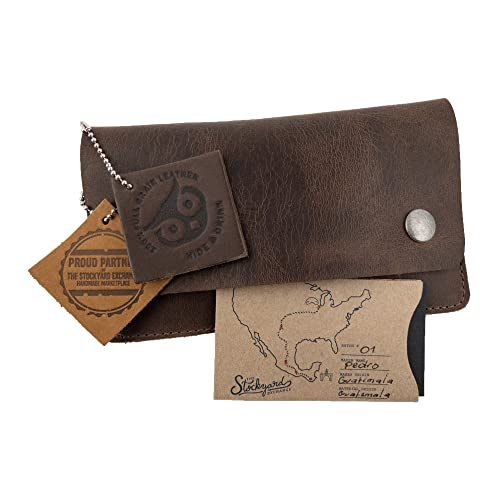 Hide & Drink, Flat Tobacco Pouch, Smoking Case, Classic Style, Travel Accessories, Full Grain Leather, Handmade, Bourbon Brown