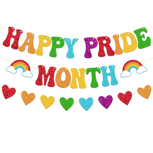 Happy Pride Month Banner LGBTQ+ Decoration Rainbow Party Decor Peace Love Pride Hope Diversity Equality Queer History Celebration Party Supplies