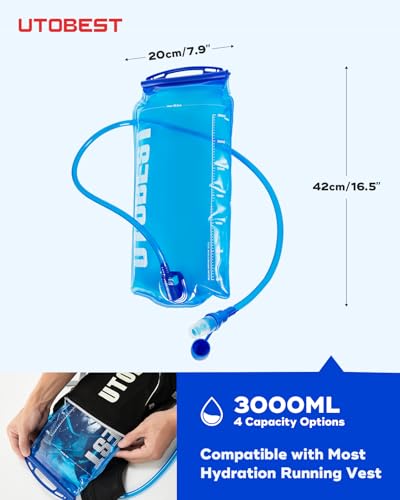 Image of UTOBEST Hydration Bladder Water Bladder for Hiking Backpack UTR201 | PEVA,BPA Free,Leakproof,High Flow Bite Valve, Easy Use and Cleaning, for Hiking,Running,Cycling,Camping