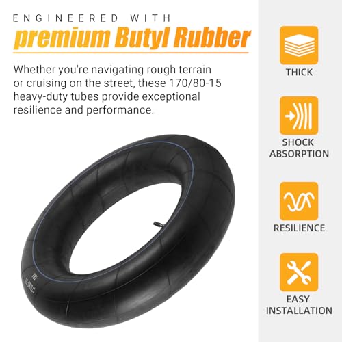 Image of AR-PRO (2-Pack) 170 /80-15 Replacement Inner Tubes Heavy Duty with TR4 Valve Stem - Premium Butyl Rubber Power Sports Inner Tube Perfect for 170 80-15 Tire