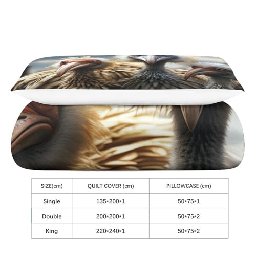 Housse de couette lion zippée anti-plis pour lit simple microfibre douce - 5