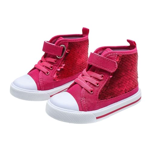 Zapatillas de deporte brillantes para niños, cómodas, para correr, al aire libre, fitness, tenis, ocio, transpirables, para correr, entrenar, zapatillas de tenis bajas, Rosa intenso., 23 EU