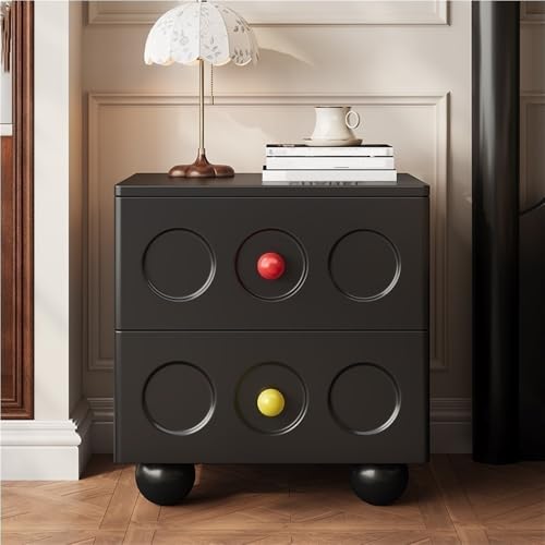 HJYBFA Mesita de Noche Ovalada de Cuero 2 cajones, Mesa Auxiliar de Madera Maciza, pequeño Mueble de Almacenamiento para Dormitorio y Sala de Estar (Rosa)