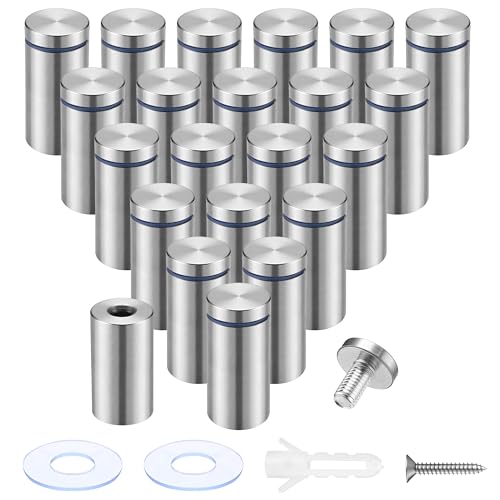 Image of Pelopy 24 Pcs Silver Sign Standoff Screws Advertising Screws Stainless Steel Wall Standoff Mounts Glass Acrylic Nail (1 x 2 Inch)