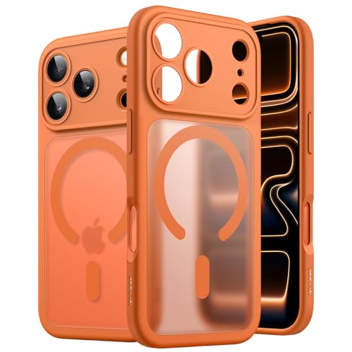 Image of JETech Magnetic Case for iPhone 17 Pro 6.3-Inch Compatible with MagSafe, Camera Lens Full Protection, Translucent Matte Back Slim Minimalist Shockproof Phone Cover (Orange)
