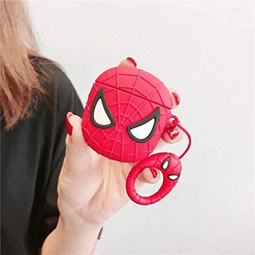 Image of for Airpods Pro 2019 Pouch Case Cover Headphones Soft Silicone Cartoon Character Cover with Keychain, 360-degree Protection (Spider Man)