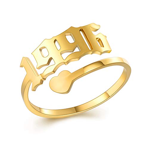 SKQIR Year Open Ring for Women,Men Promise Rings Engagement Wedding Band Stainless Steel Ring for Girl Jewelry Gift(Gold 1996) SKQIR Year Open Ring for Women,Men Promise Rings Engagement Wedding Band Stainless Steel Ring for Girl Jewelry Gift(Gold 1996)