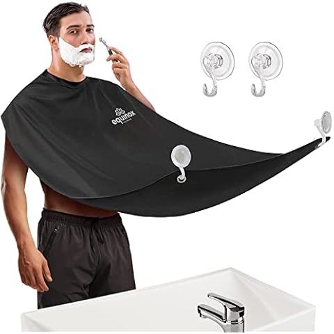 Equinox International Beard Bib Apron Beard Catcher for Shaving and Trimming, Waterproof Non-Stick Beard Apron and Beard Hair Catcher for Men - Beard Cape with 2 Suction Cups and Hook Accessories Cover