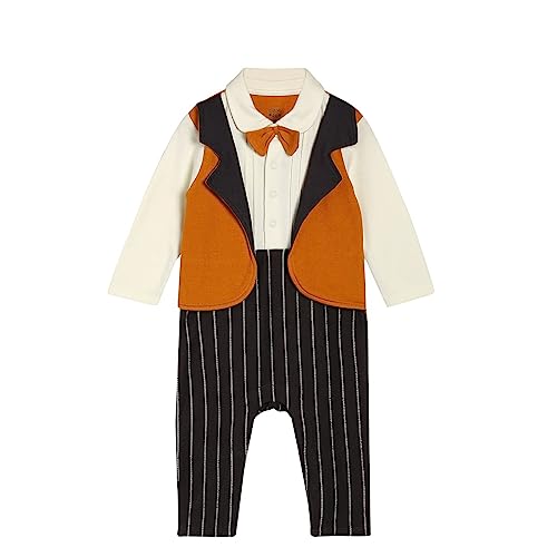 Image of miniklub Baby Collar Full Sleeve Full Length Knitted Cotton Romper (Brown Color)