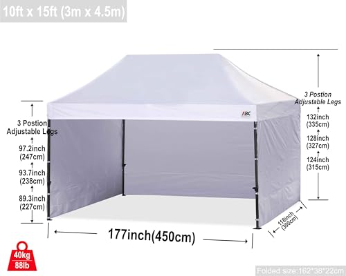 Image of ABCCANOPY Heavy Duty Instant Pop up Canopy Tent with Sidewalls10x15, Ivory White