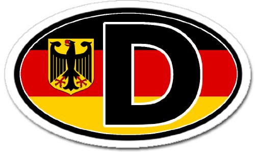 D for Deutschland Germany in German Flag Car Bumper Sticker Decal Oval