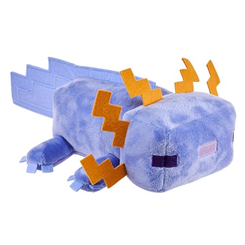 Mattel Minecraft Plüschspielzeug weiche Figur blaues Axolotl zum Sammeln inspiriert von der Videospielfigur ca. 20 cm JDH77