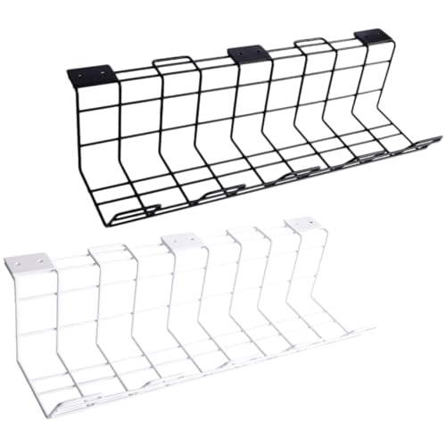 NUOBESTY 2pcs Under Desk Cable Management Tray Durable Wire Organizer for Tidy Office Home Efficient Cord Storage for Adapters USB Cables Design