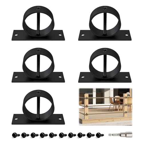 5 Pièces Supports de Corde de Clôture, Anneau Support avec Fixation par Vis Cruciforme, Support Main Courante Corde en Acier Inoxydable, pour Cordes de Jute,...