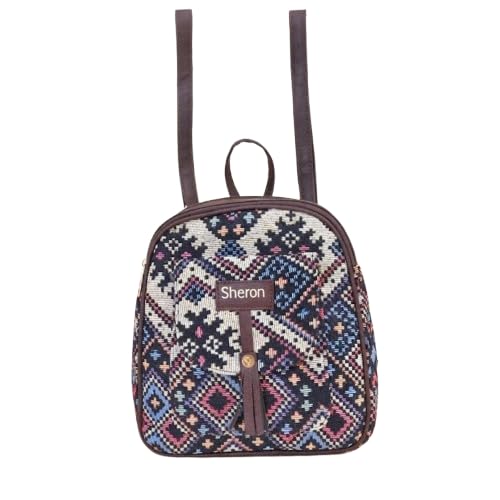 Women Mini Backpack, Jacquard Ethnic Printed, PU Leather Straps, Stylish Casual Daypack Purse for Girls, College Travel Daily Use-image-10