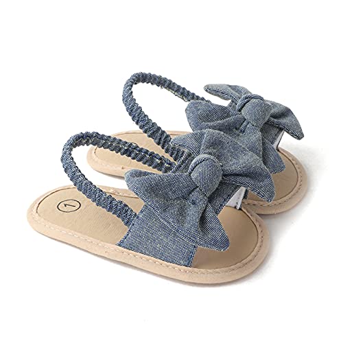 Baby Infant Boy Girl Sandals Shoes Newborn First Walkers Crib Shoes Prewalker Flat Shoes (Dark Blue, 6-9 Months)4