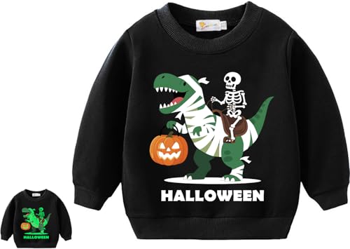 Kids Halloween Sweatshirts Pumpkin Skeleton Pullover Boys Monster Truck Trick or Treat Toddler Tops Halloween Outfits 2T