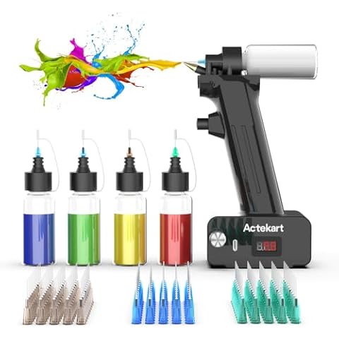 Actekart No-Clean Airbrush Kit with Disposable Nozzle (50pcs x 0.2mm & 100pcs x 0.3mm & 100pcs x 0.5mm Disposable Nozzles)- 30PSI Rechargeable Portable Cordless Airbrush Spray Gun Cover