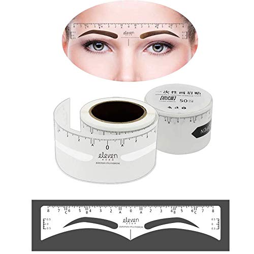 ELEVEN EVER Disposable Eyebrow Ruler Sticker Adhesive Eyebrow Permanent Makeup MeasureTool (OSM）)