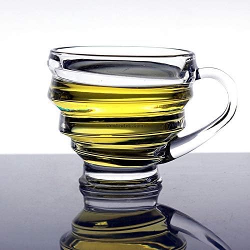 Image of MARTVIA 200 ML Crystal Clear Toughened Glass Tea Cup with Convenient Solid Handle Cups, Espresso Mug Set for Tea, Coffee, Hot /Cold Drinks Set of 6 (6, Linning)