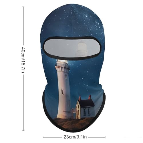 Balaclava Lighthouse Under Starry Night para hombre y mujer, máscara facial transpirable con protección solar, cubre cabeza completa para senderismo, ciclismo, carrera y conducción miniatura 2