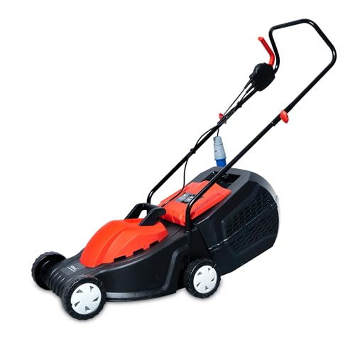 VIMAL 1200 Watt Electric Push Lawn Mower Corded with Grass Catcher, 3 Adjustable Height Positions, Foldable Handle with 30-LTR Detachable Bag, 13 Cutting Blade with 1.6 HP Motor - Red