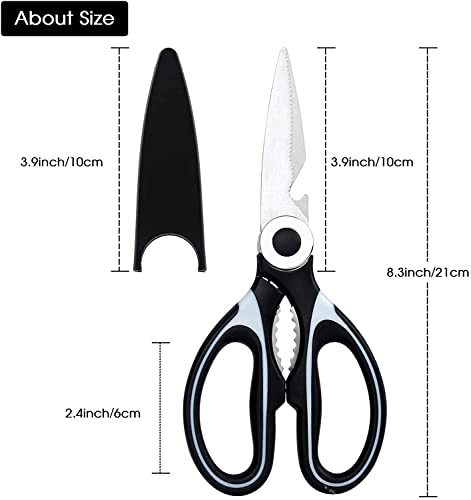 Sharp Kitchen Shears, Kitchen Scissors With Cover, Heavy Duty Stainless Steel Multipurpose Scissors, Kitchen Shears For Chicken, Poultry, Fish, Meat, Herbs, Vegetables, Bbq, Bones, Flowers, Nuts #TOP1