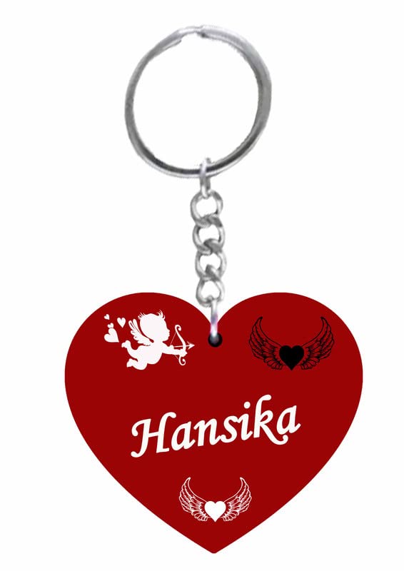 Hansika Name Beautiful Heart Shape Arclic Wood Keychain Best Gifts for Your Special/Grils Friend/Boy Friend/Husband/Wife/Boss NE235 (Pack of 1)