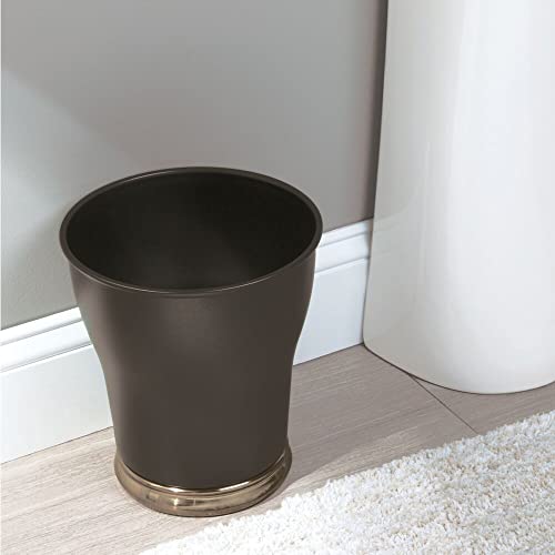 Mdesign Decorative Metal Small Trash Can Wastebasket, Garbage Container Bin - For Bathrooms, Powder Rooms, Kitchens, Home Offices - Modern Curved Design - Pearl Bronze/Champagne #TOP1