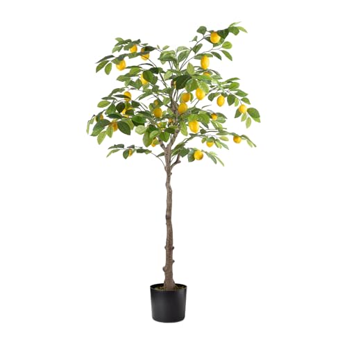 Artificial Lemon Tree, 5FT Tall Fake Lemon Plant in Pot, Faux Lemon Fruit Tree for Indoor Home Decor...