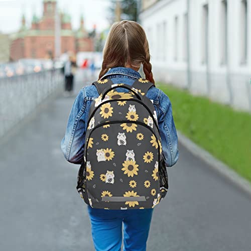 MCHIVER Cute Hamster Sunflower Backpack for Boys Girls Schoolbag Laptop Book Bags for School Students Casual Daypack for Teens Travel3