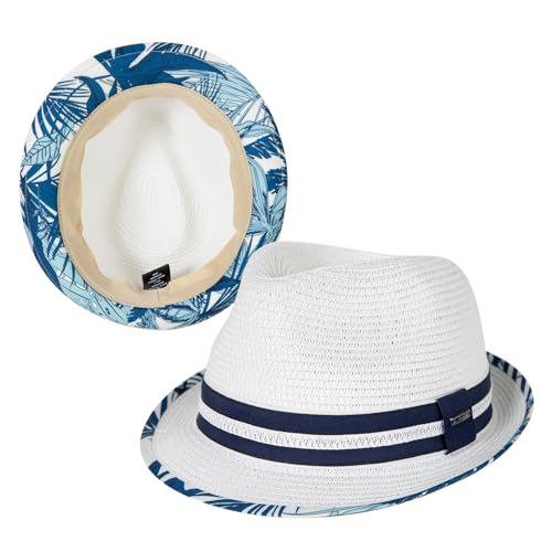 Image of Comhats Oversize XL XXL Mens Summer Straw Fedoras Sun Hats Panama Derby Packable 57-64cm 22.4 inch-25.2 inch 7 1 /8-8