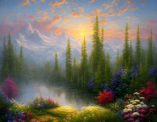 Affiches sur toile de montagne et fleurs art mural moderne 58x90