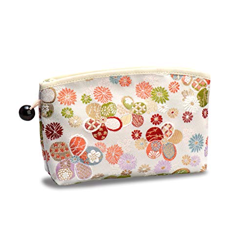 京都芸美堂 西陣織 金襴 化粧ポーチ 和柄 日本製 (白)のサムネイル