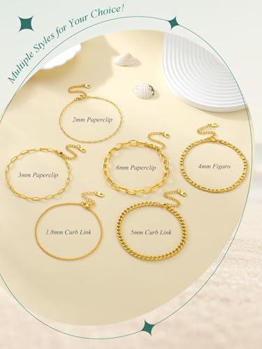 Image of FaithHeart Waterproof Ankle Bracelets for Women, 1 /2 /3Pcs Non Tarnish Stainless Steel Layered Anklet Set Paperclip Figaro Cuban Link Chain Dainty Summer Beach Jewelry Gift Adjustable Size