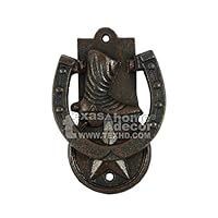 Decor for The Soul Cowboy Boot Door Knocker Cast Iron Star Horseshoe Rustic Western Decor 5.75\"